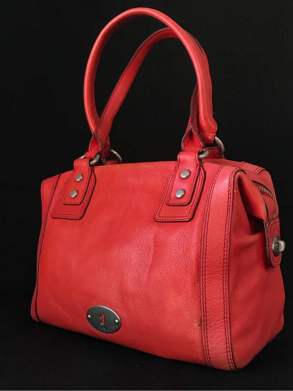 Fossil Purse Long Live Vintage Marlow Red Leather Satchel Bag